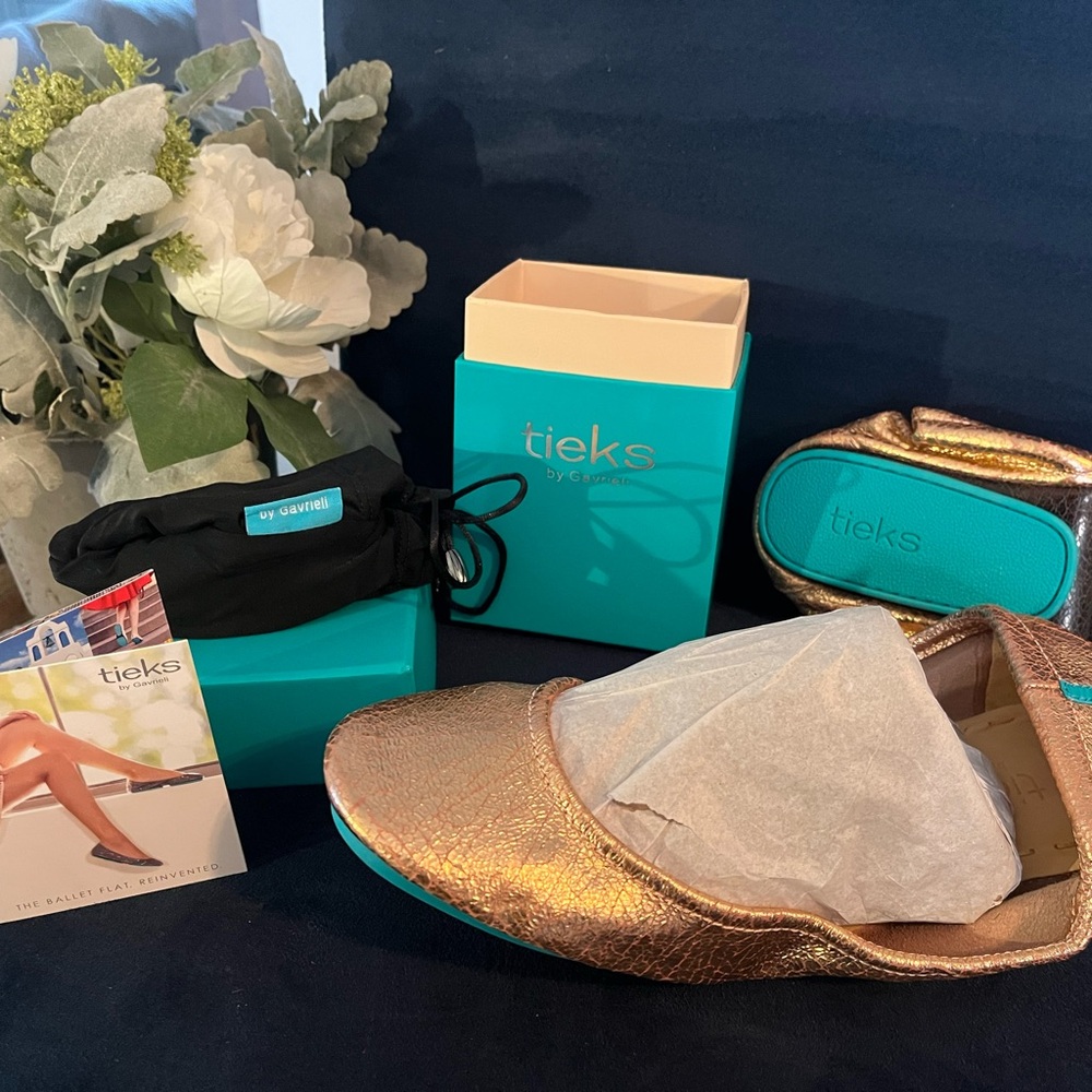 Tieks Metallic Rose Gold Ballet Flats